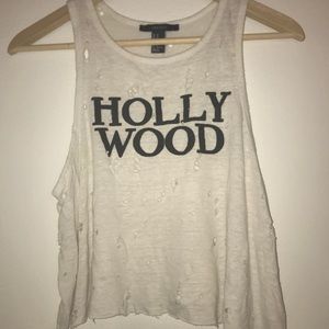 “HOLLYWOOD” distressed crop top tank